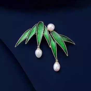 Элегантная брошь в виде жемчуга в виде бамбукового листа, высококачественный женский корсаж, ретро-универсальная булавка, аксессуары для одежды