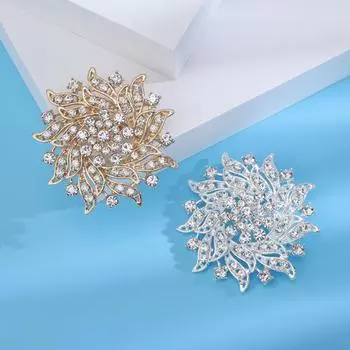 Элегантная брошь-венок со стразами, женская винтажная булавка для одежды из сплава, модный аксессуар для стильного образа золотистый