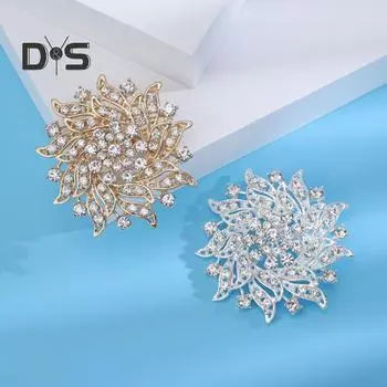 Элегантная брошь-венок со стразами, женская винтажная булавка для одежды из сплава, модный аксессуар для стильного образа золотистый