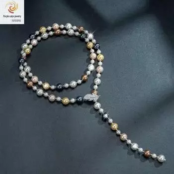 Элегантная цепочка для свитера с жемчугом — универсальное высококачественное ожерелье для женщин на осень/зиму