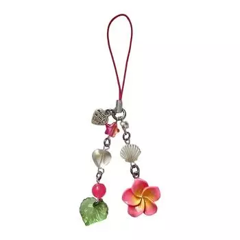 Элегантная цепочка для телефона Милота Шнурок для телефона в форме сердца Подвеска с плюмерией и кисточками Текстура сплава для женщины горячий розовый