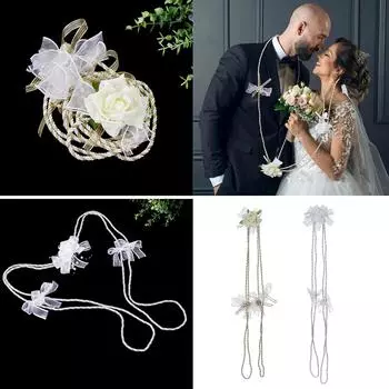 Элегантная церемониальная веревка лассо для западной свадьбы, ручная работа, мягкая текстура, шнур для рукопожатия, регулируемая длина, веревка-лассо белый