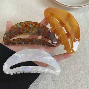 Элегантная черная ацетатная шпилька для волос: Большая заколка-акула во французском стиле для создания стильных образов на все случаи жизни Blue Coffee Color