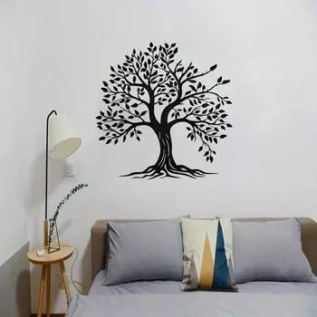 Элегантная черная металлическая скульптура «Дерево жизни», замысловатый дизайн листьев, декор для гостиной, домашнего офиса, легкое художественное настенное искусство TY7385 разноцветный