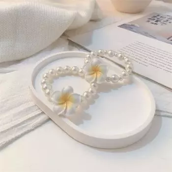 Элегантная цветочная головка веревка эластичная жемчужная петля для волос изысканная плюмерия цветок головка веревка для девочек Style B
