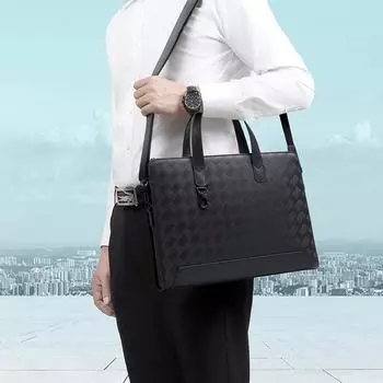 Элегантная деловая сумка, простая атмосферная кожаная мужская сумка, модный тренд, первый слой коровьей кожи, мужской портфель чёрный