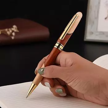 Элегантная деревянная шариковая ручка толщиной 1,0 мм, вращающаяся ручка для подписи, подходит для использования в бизнесе и офисе.