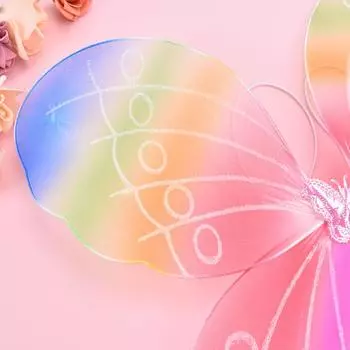 Элегантная девушка Фея Крыло Бабочки Радуга Дети День Рождения Маскарадный Костюм 1pc