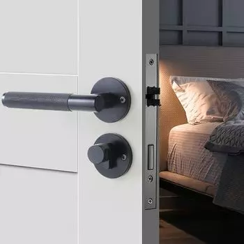 Элегантная дверная ручка-замок, латунная ручка для спальни, комплект бесшумных замков для межкомнатных дверей, дверная фурнитура чёрный