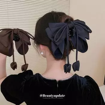 Элегантная французская заколка-бантик с кисточкой - легкая роскошная темпераментная заколка Grab Clip красный