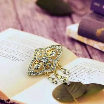 Элегантная хрустальная брошь для женщин, рождественский подарок, украшения со стразами золотого цвета серый