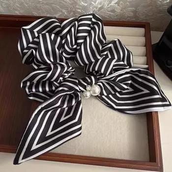 Элегантная и модная минималистичная полосатая лента-повязка для волос, изящная резинка для волос в конский хвост для леди