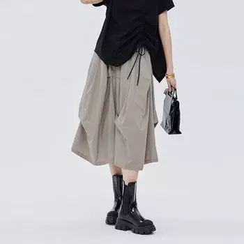 Элегантная и нестандартная плиссированная юбка для женщин с французской изысканностью, идеальная для весны и лета. S серый