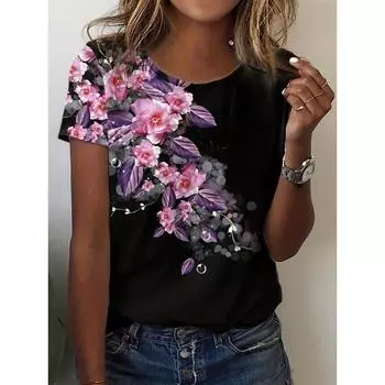 Элегантная и повседневная женская футболка, модная и свободная футболка, женская футболка с характером, футболка для отпуска и выходных XS