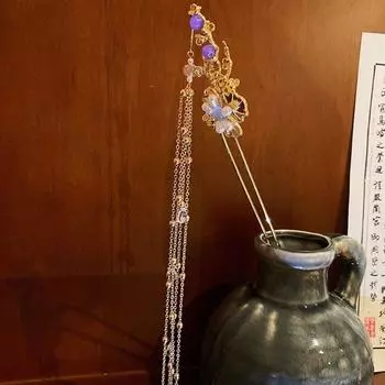 Элегантная кисточка винтажная блестящая цветочная женская заколка для волос цветок заколка китайская заколка листья головной убор flower