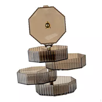 Элегантная коробка для хранения ювелирных изделий с возможностью вращения на 360° — организуйте свои драгоценные аксессуары clear grey