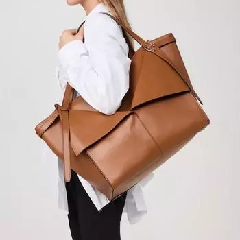 Элегантная кожаная сумка для женщин, большая вместительная рабочая сумка, повседневная винтажная сумка