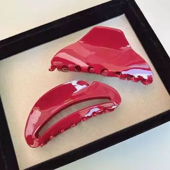 Элегантная красная ацетатная шпилька для женщин - большой зажим в виде акулы для пучка на затылке