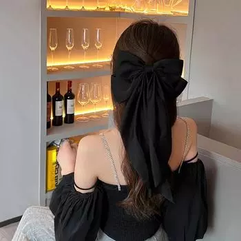 Элегантная красная лента-лента с бантом, заколка для волос для женщин, модная простая однотонная атласная заколка-хвост с бантом, аксессуары для волос для девочек 1