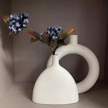 Элегантная круглая геометрическая ваза в форме листа, минималистичная пластиковая ваза, художественная пластиковая ваза для цветов