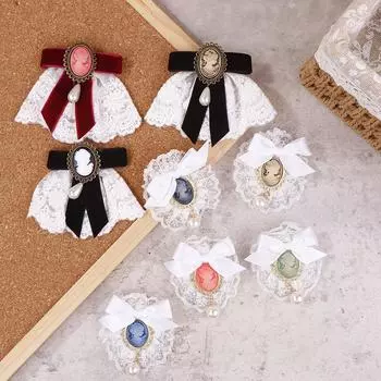 Элегантная кружевная бархатная лента бант бронзовое покрытие королева камея красавица голова венецианский жемчуг капля воды женская брошь лацкан значки подарки A6