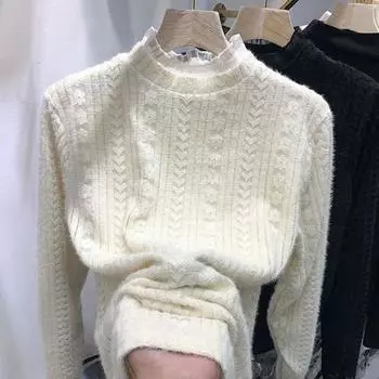 Элегантная кружевная рубашка с отшлифованным узором, женская мода, бархат, осень-зима, винтажные тонкие топы, плотная одежда, повседневная, новая S абрикосовый