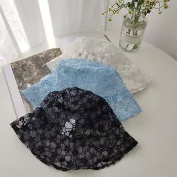 Элегантная кружевная рыбацкая шляпа, тонкая полая шляпа с цветком, солнцезащитная шляпа от солнца, летняя дышащая шляпа белый