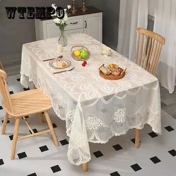 Элегантная кружевная скатерть прямоугольная, полиэстеровая французская романтическая трикотажная ткань, покрытие для стола, машинная ажурная конструкция, украшение для домашнего обеденного стола 150*250CM