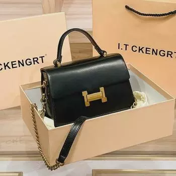 Элегантная легкая роскошная квадратная сумка на цепочке через плечо - универсальная и модная для женщин чёрный