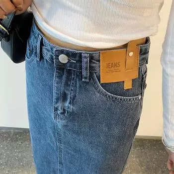 Элегантная летняя тонкая джинсовая юбка с разрезом по бокам, женская, с высокой талией, облегающая, облегающая, с бедрами, юбка-бюстье для женщин, универсальная, удобная, модная джинсовая юбка S светло-синий