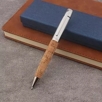 Элегантная металлическая шариковая ручка с текстурой под дерево и имитацией кожи, тонкий наконечник, вращающийся и выдвижной - идеально подходит для подписи в офисе и школе