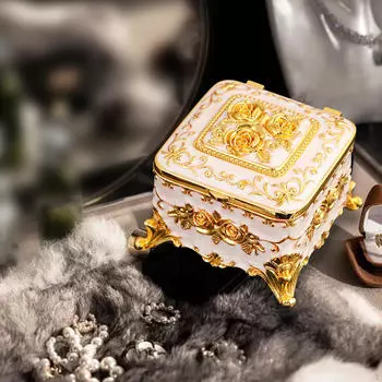 Элегантная металлическая шкатулка для хранения ювелирных изделий с европейским шармом розового золота