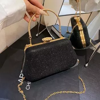 Элегантная мини-вечерняя сумка-тоут, кошелек, банкетная сумка с металлической ручкой сверху, классическая декоративная сумка-клипса и сумка-тоут для музыкального фестиваля серый