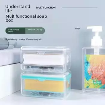 Элегантная многофункциональная пенящаяся мыльница с функцией Hands-Free и сливной полкой для домашнего хранения розовый
