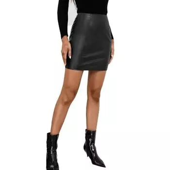 Элегантная мода бедра облегающая искусственная кожа юбка PU мотоциклетные короткие юбки для женщин S чёрный
