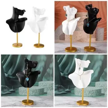 Элегантная модель шеи Дисплей Стенд Ожерелье Дисплей Стенд Серьги Дисплей Стенд Модель Ювелирных Изделий Текстура Смолы белый
