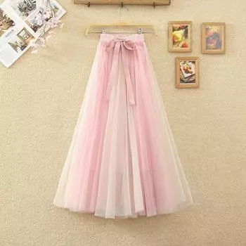 Элегантная модная сетчатая юбка Fairy, женские макси-юбки трапециевидной формы с высокой талией one size