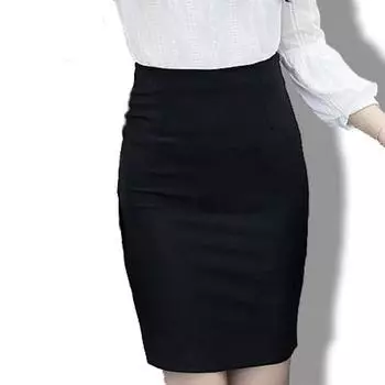 Элегантная модная женская юбка, одежда, однотонная офисная облегающая формальная юбка, женская элегантная тонкая юбка-карандаш больших размеров S чёрный