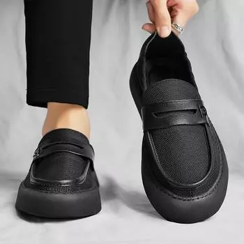 Элегантная мужская обувь без шнуровки, классические модельные лоферы, мужская брендовая обувь, замшевая кожаная обувь Moda Italiana, формальная обувь Mocassim Masculino Couro 38 чёрный