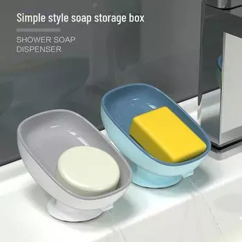 Элегантная мыльница на присоске со сливом, установка без сверления для хранения в общежитии и ванной комнате павлин голубой