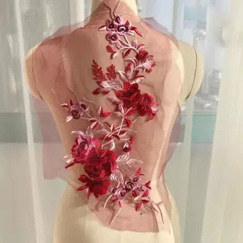 Элегантная одежда аппликация кружевная ткань нашивки для одежды сделай сам цветок вышитые нашивки шитье розовый