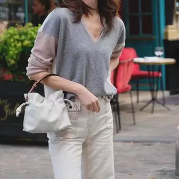 «Элегантная однотонная сумка-ведро Luojia 2023 года с завязками — высококачественная текстура, простой дизайн» Small 22-18-6cm