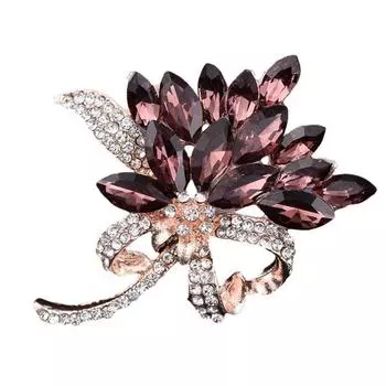 Элегантная огранка маркиза, блестящий кристалл, камень, букет цветов, стильная женская брошь, булавка, подарок вино красного