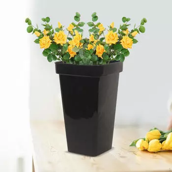 Элегантная пластиковая ваза для свежих и сухих цветов - стильная подставка для цветов Black Size S