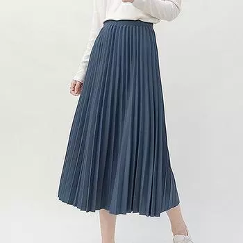 Элегантная плиссированная юбка трапециевидной формы, весна-лето, длинная юбка, женские повседневные макси-юбки с высокой талией one size чёрный