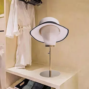 Элегантная подставка для парика, держатель для манекен-головы, регулируемая высота beige linen