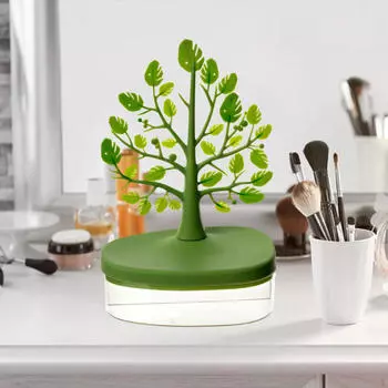 Элегантная подставка-органайзер для ювелирных изделий с лотком для хранения браслетов и сережек жёлтый