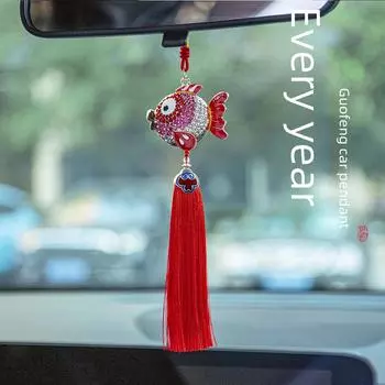 Элегантная подвеска в виде рыбки кои: Цинковый сплав с бриллиантовыми вставками и кисточкой - идеальный автомобильный аксессуар или подарок