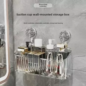 Элегантная полка для хранения вещей в ванной комнате на присосках: Держатель для зубной щетки и зубной пасты без проколов