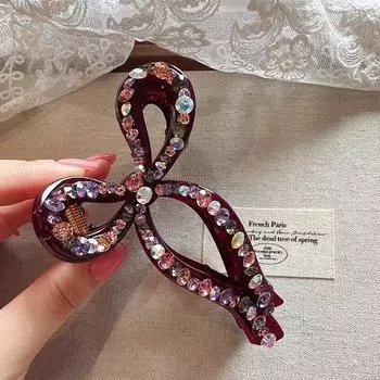 Элегантная полностью расшитая бисером заколка-бант для волос, прозрачная желейная заколка для волос в виде акулы для женщин